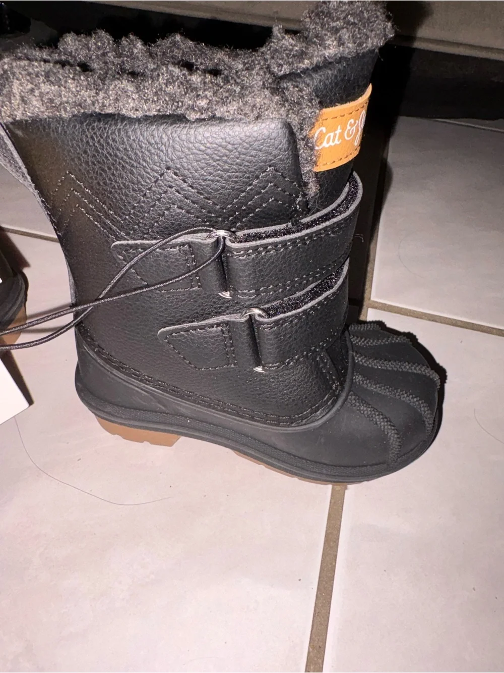 Cat & Jack Black Kids Faux-Fur Winter Boots